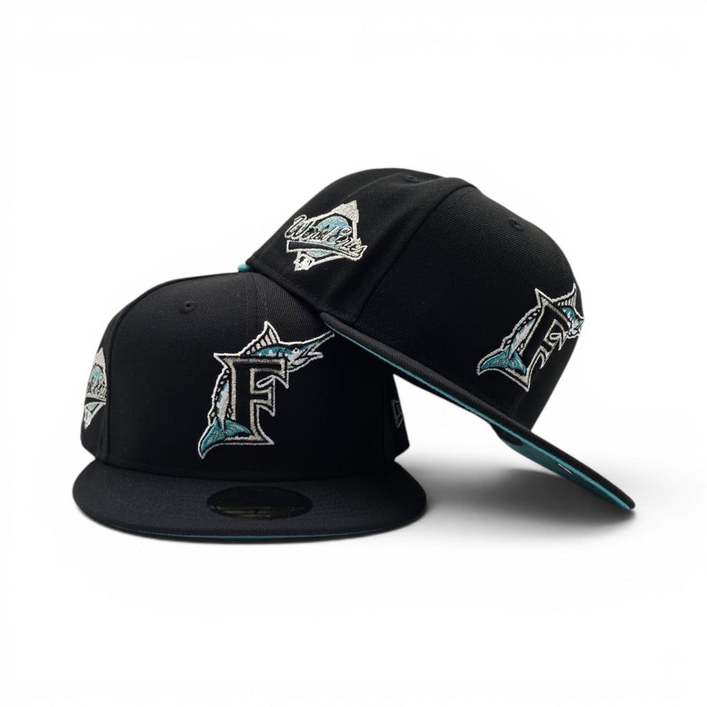 Black Florida Marlins Teal Bottom 1997 World Series Side Patch New Era 59Fifty Fitted