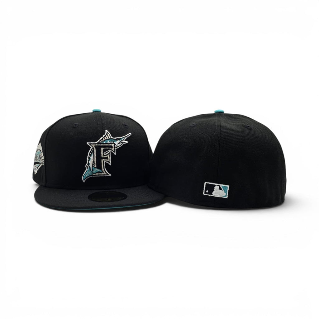 Black Florida Marlins Teal Bottom 1997 World Series Side Patch New Era 59Fifty Fitted