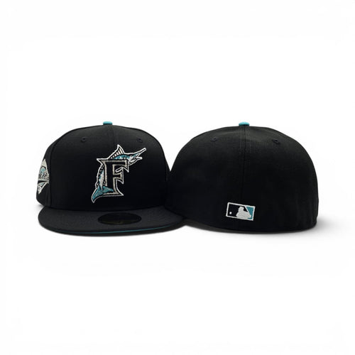 Black Florida Marlins Teal Bottom 1997 World Series Side Patch New Era 59Fifty Fitted