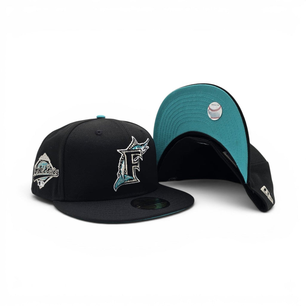 Black Florida Marlins Teal Bottom 1997 World Series Side Patch New Era 59Fifty Fitted