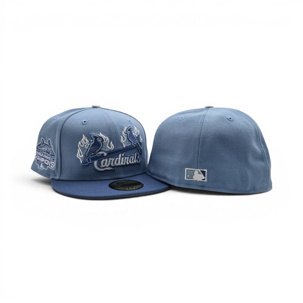 Sky Blue St. Louis Cardinals Indigo Blue Visor Gray Bottom 2006 World Series Champions Side Patch New Era 59Fifty Fitted