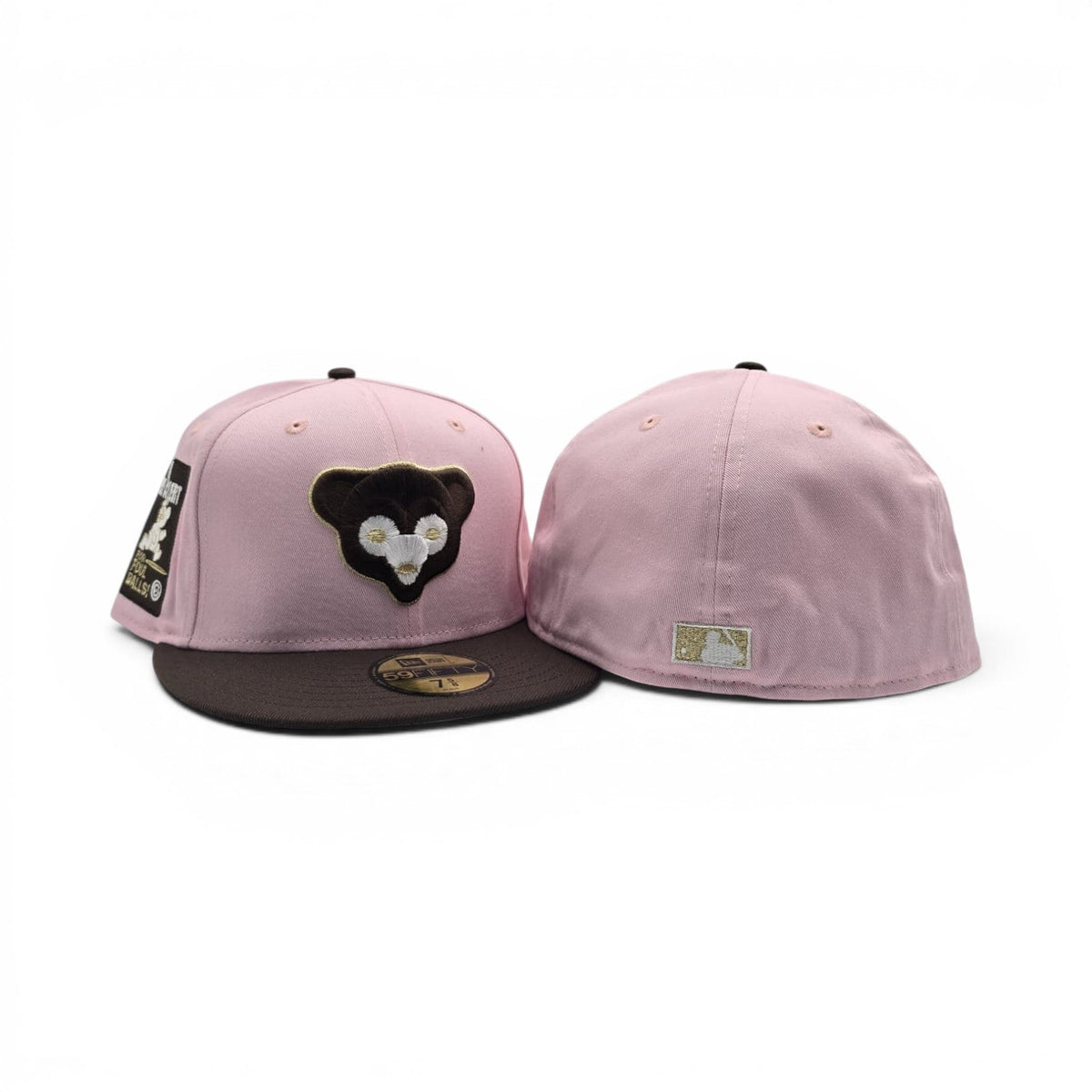 Pink Chicago Cubs Brown Visor Gray Bottom Be Alert Foul Balls Side Patch New Era Fitted