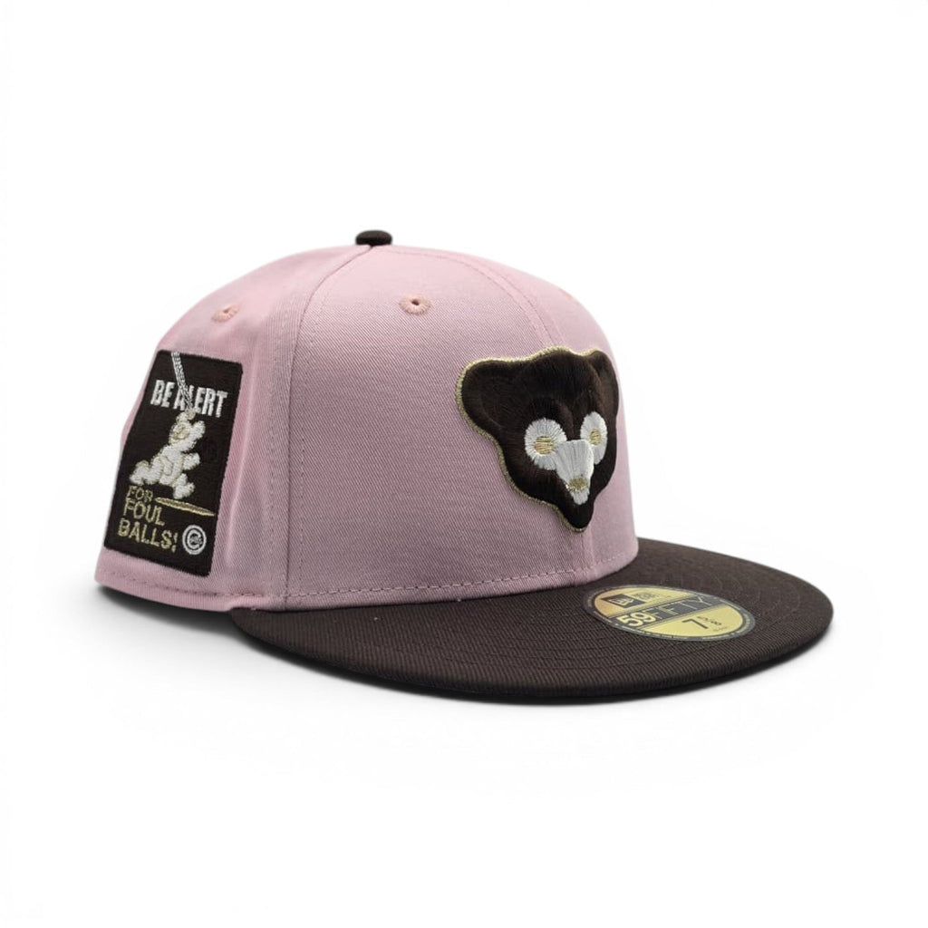 Pink Chicago Cubs Brown Visor Gray Bottom Be Alert Foul Balls Side Patch New Era Fitted